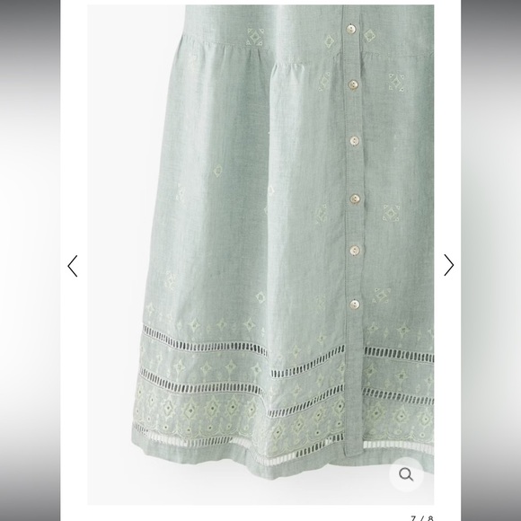 NWOT Wrap London Light Blue Teal Linen Embroidered Dress - Picture 4 of 9